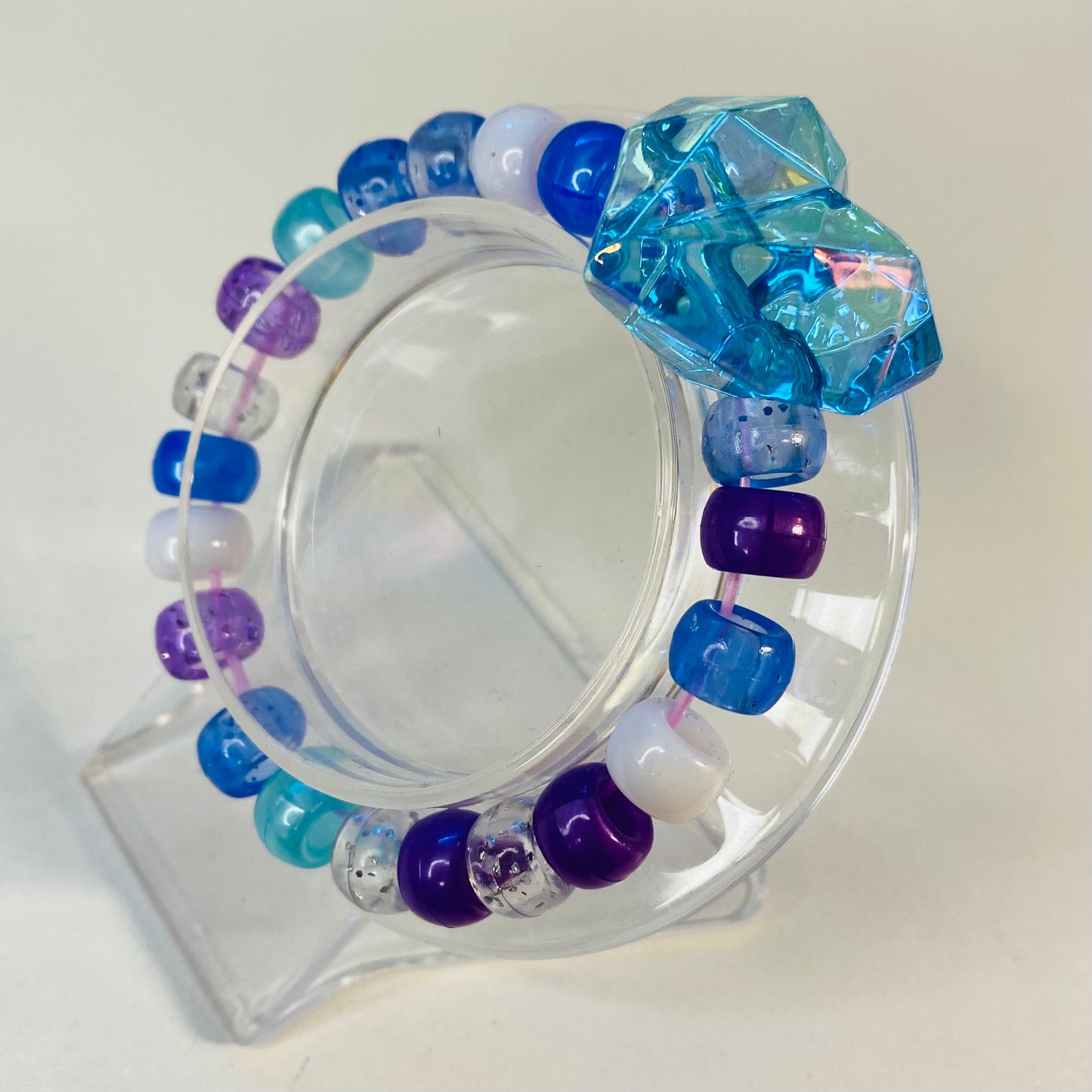 Blue heart, White, Blue, & Purple Beads
