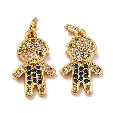 Little Boy in Blue, Real 18K Gold Plated, Cubic Zirconia