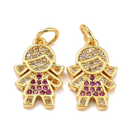 Little Girl in Pink, Real 18K Gold Plated, Cubic Zirconia