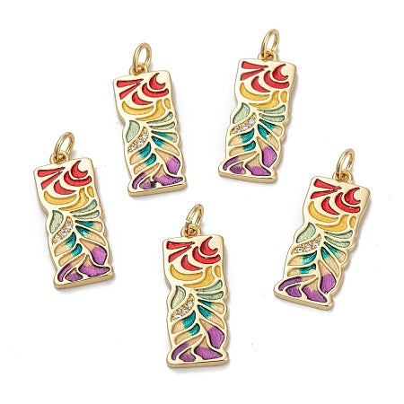 Rectangle, Real 18K Gold Plated, Multicolor