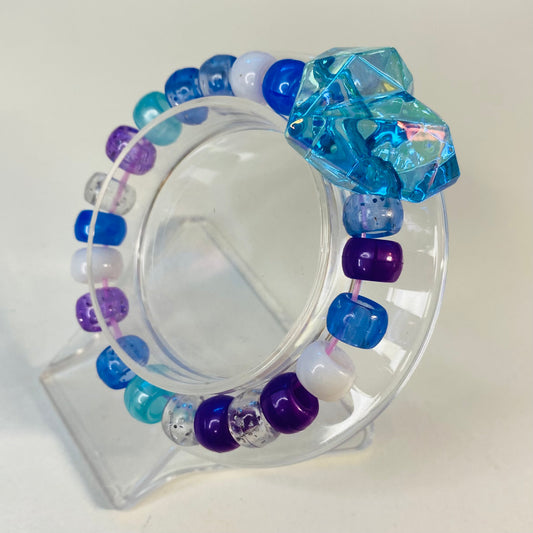 Blue heart, White, Blue, & Purple Beads