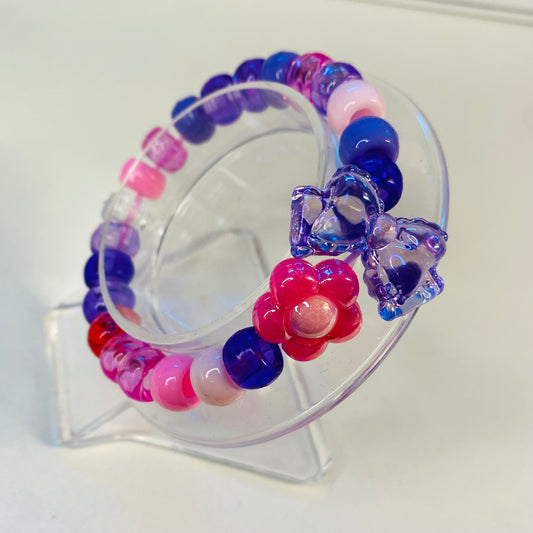 Purple Bow, Pink Flower