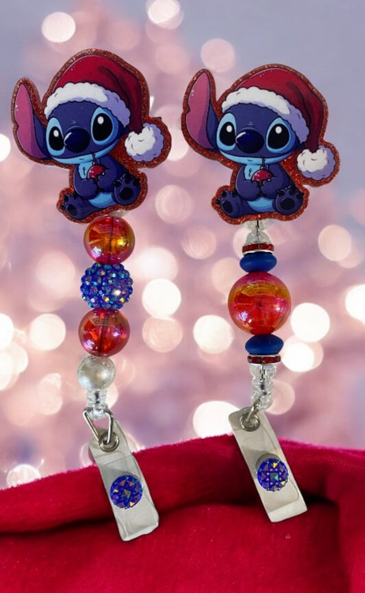 Stitch Santa Hat Badge Reel