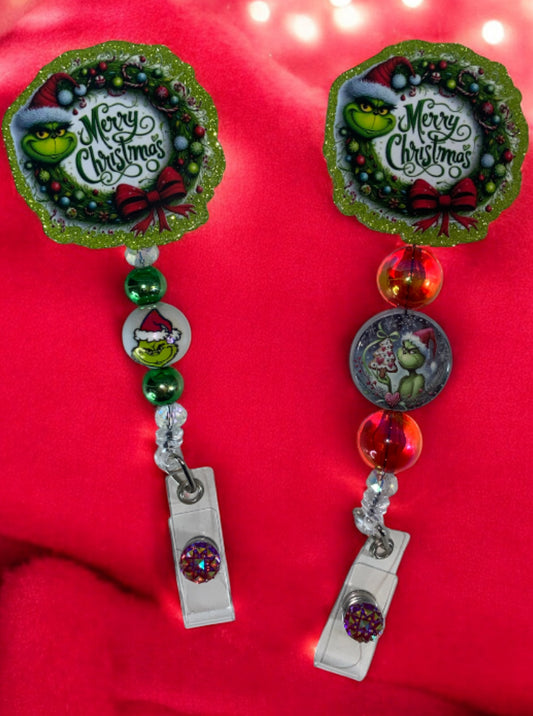 Grinch Wreath Badge Reel