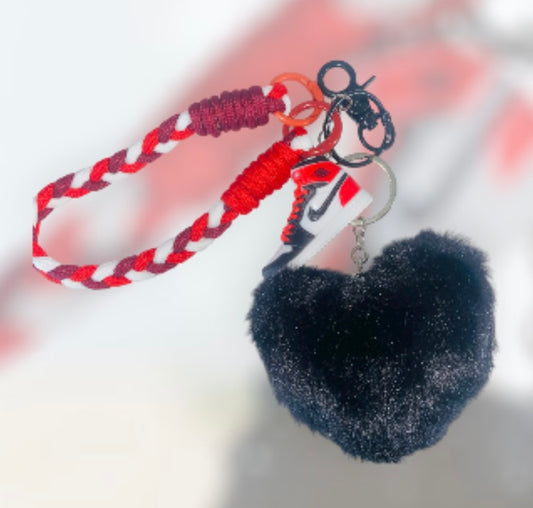 Black Puffy Heart with Red Shoe