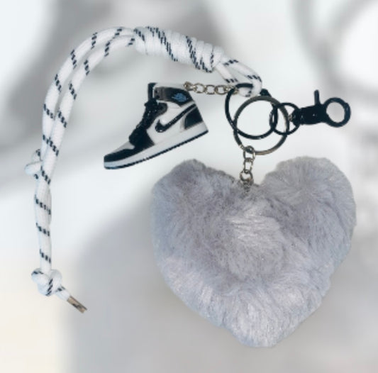 Gray Puffy Heart with Black Shoe