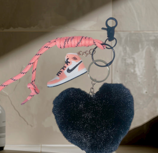 Black Puffy Heart with Pink Shoe