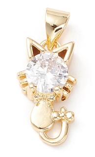 Clear Stone, Cat, Cubic Zirconia, Real 18K Gold Plated